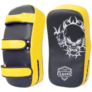 High-quality kicking shields and Thai kick pads manufactured in Pakistan, designed for martial arts, MMA, and Muay Thai training.