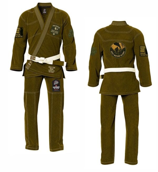 Custom BJJ Gi with pearl weave fabric and personalized embroidery