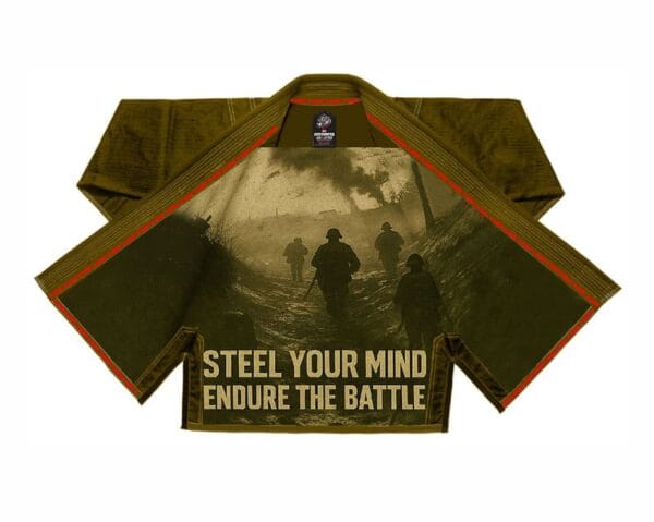 Inside view of Custom BJJ Gi showing stitching and sublimated lining