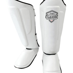 Genuine leather MMA shin guards with high-impact foam padding for durability