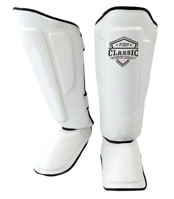 Genuine leather MMA shin guards with high-impact foam padding for durability