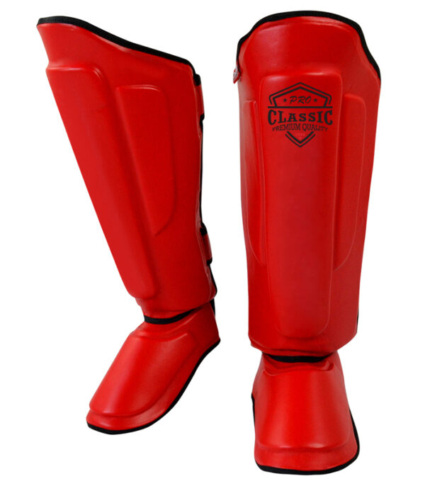 Genuine leather MMA shin guards with high-impact foam padding for durability