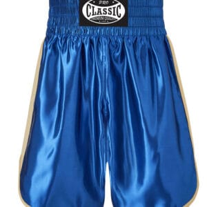 Satin boxing shorts in silver and orange for fightwear brands.