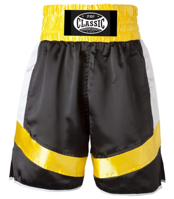 Boxing shorts manufactured for bulk orders and private labeling.