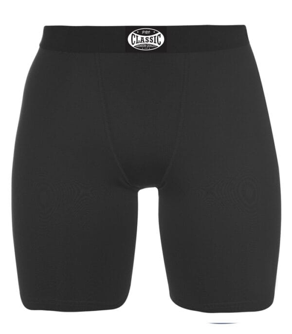 Model wearing men's compression shorts for gym and sports use – OEM manufacturing available