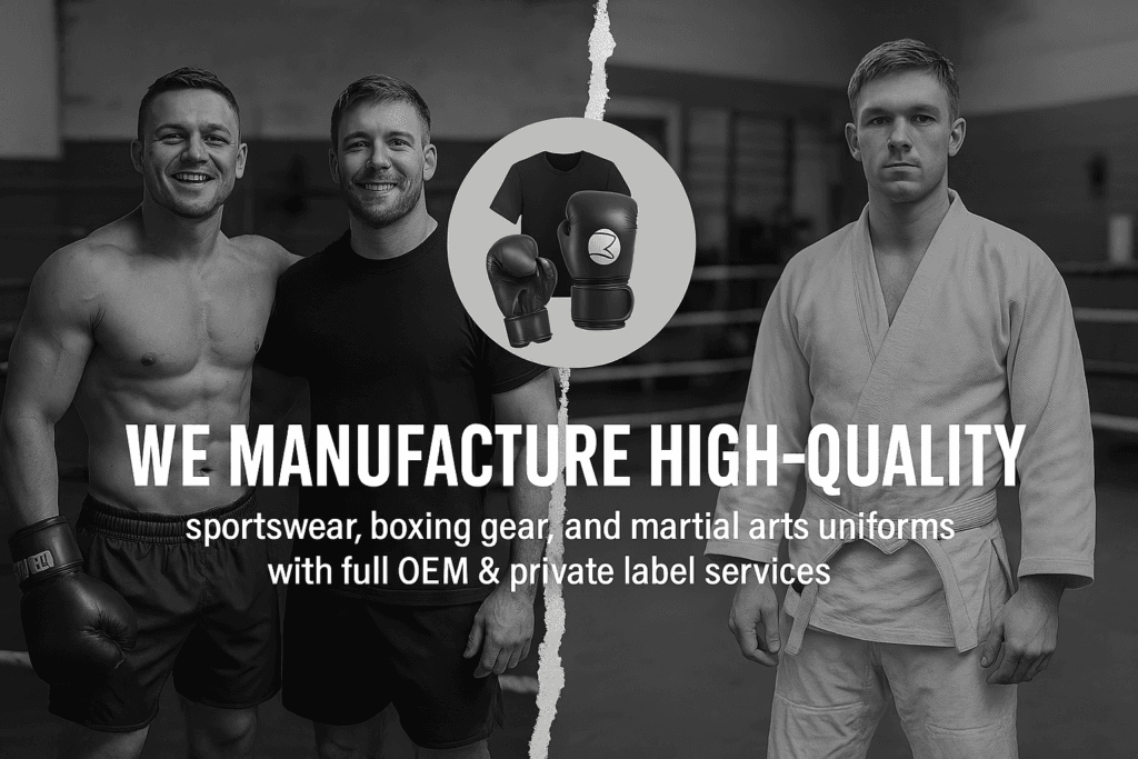 High-quality sportswear, boxing gear, and martial arts uniforms with OEM and private label manufacturing services