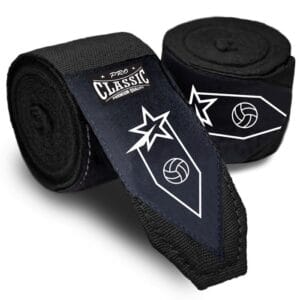 Custom boxing hand wraps in black color with Velcro strap by manufacturer in Pakistan