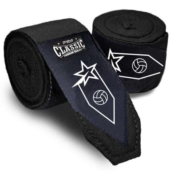 Custom boxing hand wraps in black color with Velcro strap by manufacturer in Pakistan