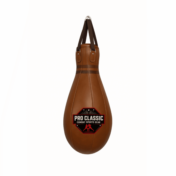 Brown leather teardrop punching bag – OEM boxing equipment manufacturer in Pakistan