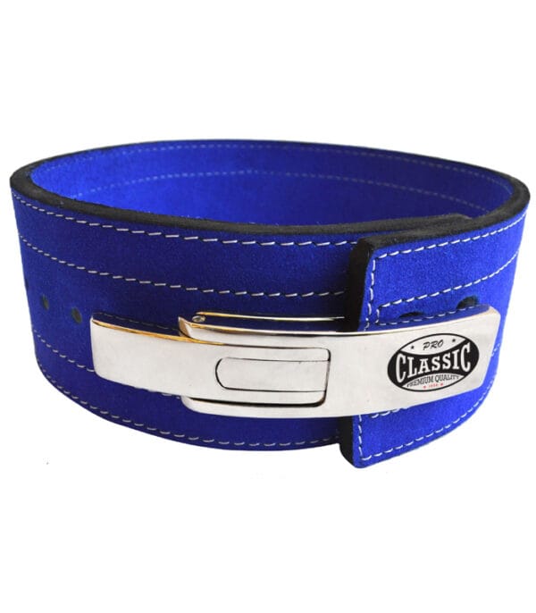 blue suede leather lever weightlifting belt for wholesale with custom logo