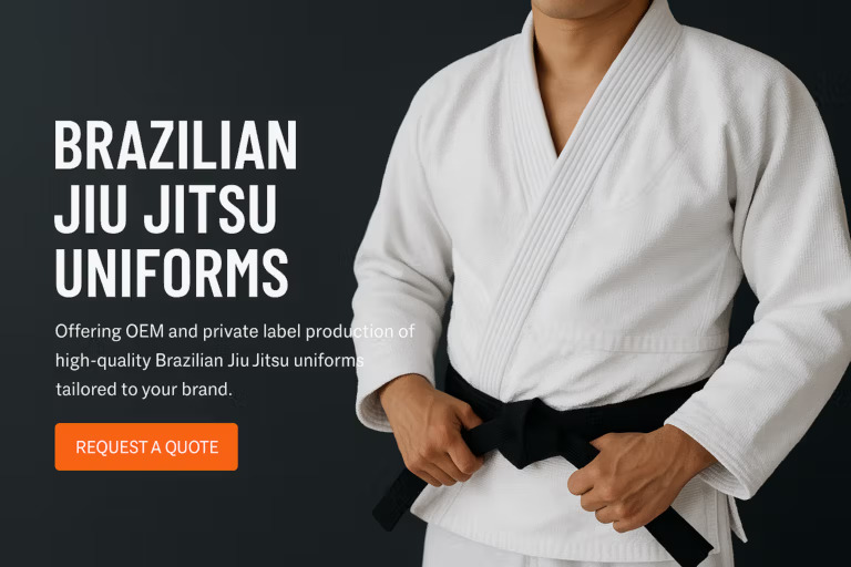 Custom BJJ Gi manufacturer in Sialkot Pakistan producing OEM Brazilian Jiu-Jitsu uniforms