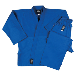 Custom judo uniform manufactured with premium cotton fabric, custom embroidery, logo patches, woven labels, reinforced stitching, and OEM private label branding.