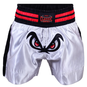 Custom kickboxing shorts manufactured with full sublimation, OEM private label branding, premium performance fabrics, and reinforced stitching.