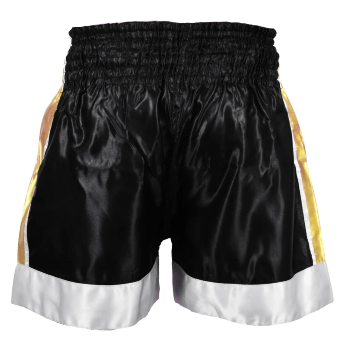Kickboxing Competition Shorts | OEM & Private Label Manufacturer 2 Back view of kickboxing competition shorts featuring custom sublimation artwork, reinforced stitching, athletic competition fit, and OEM private label manufacturing.
